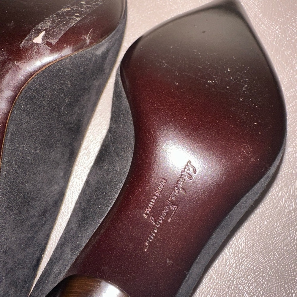 NWOT Salvatore Ferragamo Black Suede Pointed Heels 5.5 formal office designer - Picture 10 of 13
